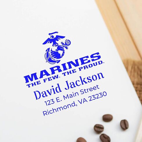 Eagle Globe Anchor Custom Address Rubber Stamp - Personalized 3 Line Inking Stamp for Mailing - Ideal for Veterans & Proud Service Members - Unique Customized Address Stamp in Saudi Arabia