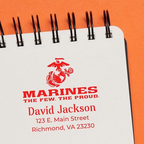 Eagle Globe Anchor Custom Address Rubber Stamp - Personalized 3 Line Inking Stamp for Mailing - Ideal for Veterans & Proud Service Members - Unique Customized Address Stamp in Saudi Arabia