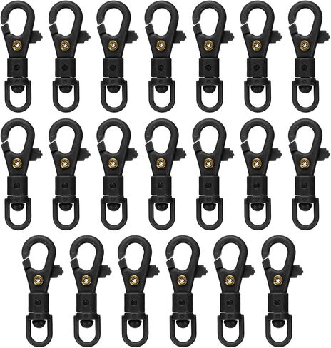 uxcell 20 Pcs Plastic Lobster Claw Clasps Swivel Lanyard Snap Hook Trigger Clips for Stretch Spring Keychain Ring Crafts Bag DIY Accessories, Black in Kuwait