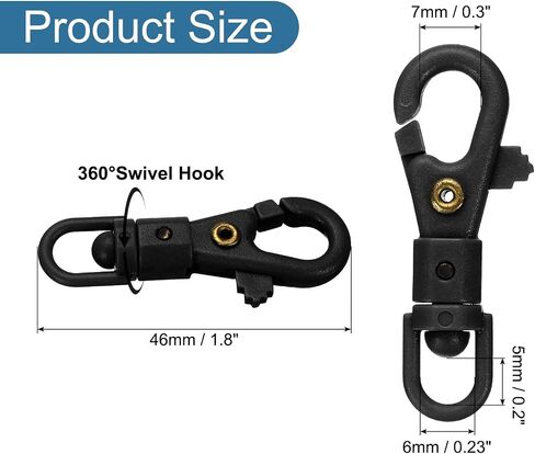 uxcell 20 Pcs Plastic Lobster Claw Clasps Swivel Lanyard Snap Hook Trigger Clips for Stretch Spring Keychain Ring Crafts Bag DIY Accessories, Black in Kuwait