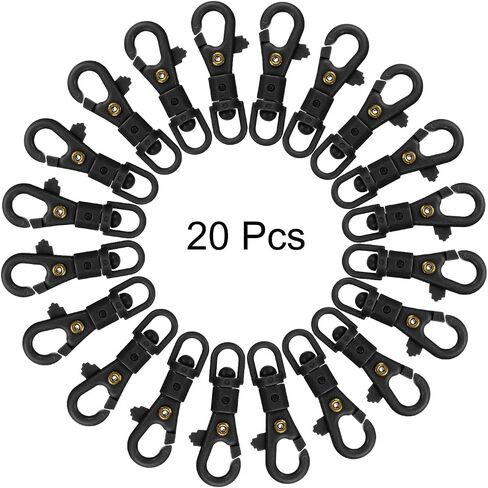 uxcell 20 Pcs Plastic Lobster Claw Clasps Swivel Lanyard Snap Hook Trigger Clips for Stretch Spring Keychain Ring Crafts Bag DIY Accessories, Black in Kuwait