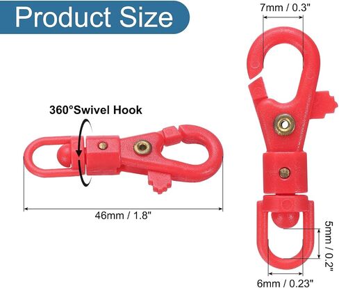 uxcell 20 Pcs Plastic Lobster Claw Clasps Swivel Lanyard Snap Hook Trigger Clips for Stretch Spring Keychain Ring Crafts Bag DIY Accessories, Black in Kuwait