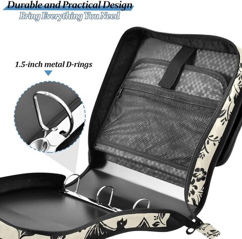Goth Bat Flowers Binder Bag 3 Ring Zipper with Handle Shoulder Strap for School Work Office Organizer Storage Case in Kuwait