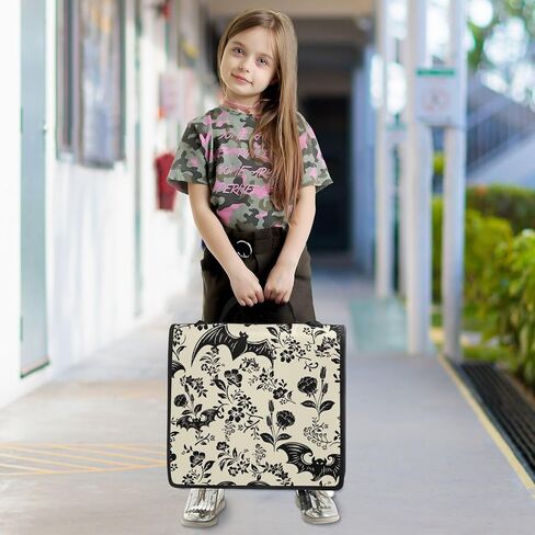 Goth Bat Flowers Binder Bag 3 Ring Zipper with Handle Shoulder Strap for School Work Office Organizer Storage Case in Kuwait