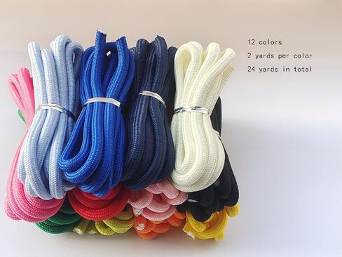 1/4 Inch Polyester Cord 24 Yards 12 Colors Lightweight Rope for Craft (2713 Mixed Color) in Kuwait