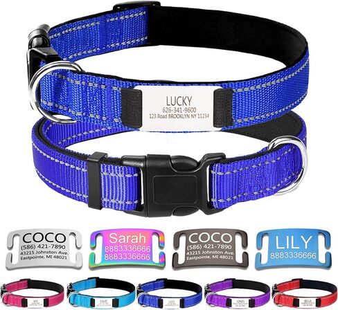 Personalized Dog Collars,Dog Collar with Engraved Name Plate ID Tags,Custom Reflective Adjustable Nylon Collar,Pet Collar for Small Medium Large Dogs,S,Sky Blue in Kuwait