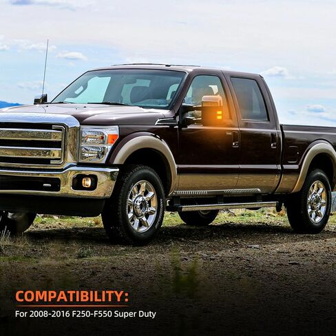 مرآة جانبية بدوره مصباح إشارة لـ F250 F350 F450 F550 Super Duty 2008 2009 2010 2011 2012 2013 2014 2015 2016 عدسة مدخنة مفاتيح صفراء متتابعة وأضواء بيضاء DRL in Kuwait