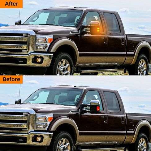 مرآة جانبية بدوره مصباح إشارة لـ F250 F350 F450 F550 Super Duty 2008 2009 2010 2011 2012 2013 2014 2015 2016 عدسة مدخنة مفاتيح صفراء متتابعة وأضواء بيضاء DRL in Kuwait