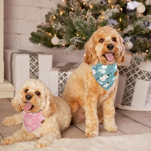 CROWNED BEAUTY Christmas Dog Bandanas Reversible Large 2 Pack, Winter Whimsy Set, Adjustable Triangle Scarves for Medium Large Extra Large Dogs Girl Boy Pets DB80-L in Saudi Arabia