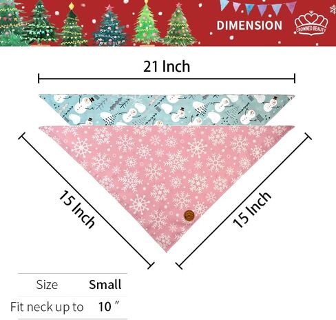 CROWNED BEAUTY Christmas Dog Bandanas Reversible Large 2 Pack, Winter Whimsy Set, Adjustable Triangle Scarves for Medium Large Extra Large Dogs Girl Boy Pets DB80-L in Saudi Arabia