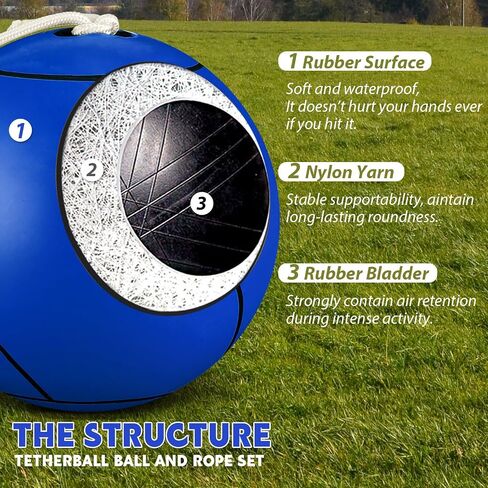 10 ft Tetherball Set with 2 Balls, Portable Replacement Tetherball Ball and Rope and Pole Tether Equipment Adjustable Pole Game for Adult Dog Outdoor Backyard Beach in Saudi Arabia