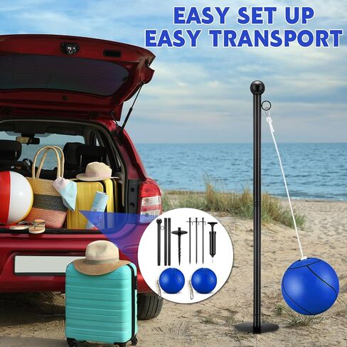 10 ft Tetherball Set with 2 Balls, Portable Replacement Tetherball Ball and Rope and Pole Tether Equipment Adjustable Pole Game for Adult Dog Outdoor Backyard Beach in Saudi Arabia