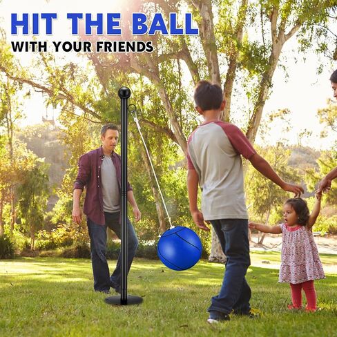 10 ft Tetherball Set with 2 Balls, Portable Replacement Tetherball Ball and Rope and Pole Tether Equipment Adjustable Pole Game for Adult Dog Outdoor Backyard Beach in Saudi Arabia