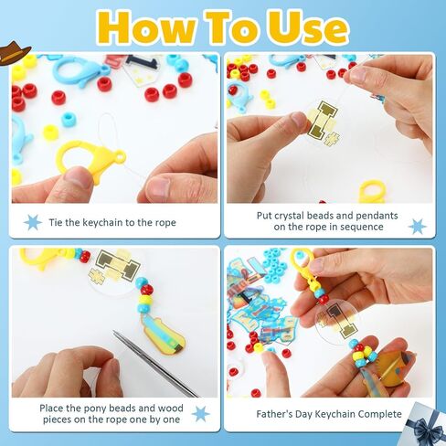 Quelay 30 Sets Father's Day Keychain Craft Kit for Kids, DIY Dad Tool Beaded Keychain Making Supplies Bulk Dad Key Ring Charms for Father's Day Craft Gift School Classroom Activities in Saudi Arabia