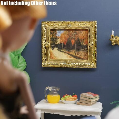 Odoria Dollhouse Wall Art Miniature: 1/12 Scale Framed Picture Vintage - Mini Painting Golden Antique for Gallery - Tiny Artwork Decor Van Gogh in Kuwait
