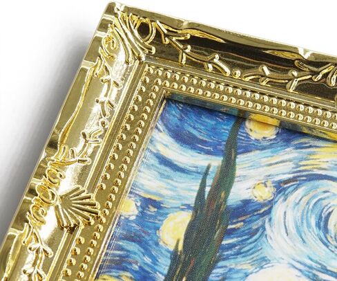 Odoria Dollhouse Wall Art Miniature: 1/12 Scale Framed Picture Vintage - Mini Painting Golden Antique for Galler in Kuwait