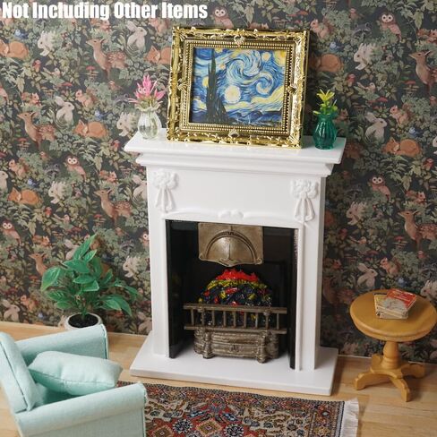 Odoria Dollhouse Wall Art Miniature: 1/12 Scale Framed Picture Vintage - Mini Painting Golden Antique for Galler in Kuwait