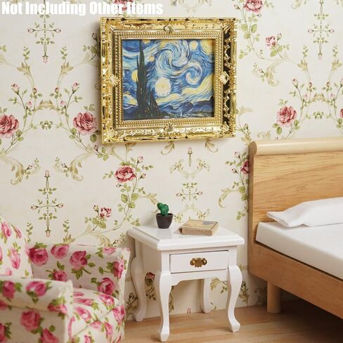 Odoria Dollhouse Wall Art Miniature: 1/12 Scale Framed Picture Vintage - Mini Painting Golden Antique for Galler in Kuwait
