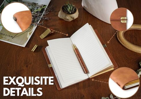 Reasons Why I Love You Leather Journal Notebook with Pen and Pen Holder, Gifts for Women, Men on Birthday, Valentines Day, Refillable Sketchbook, Travel Diary, Lined Planner, 7x5 Inches - Brown in Saudi Arabia
