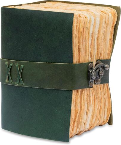 Tuzech 600 Page 8x6 Leather Leather Bound Handmade Vintage Journal Notebook للرجال والنساء- كتاب كتابة الظلال- أفضل مجلة السفر يوميات (براون ، مفتاح) in Kuwait
