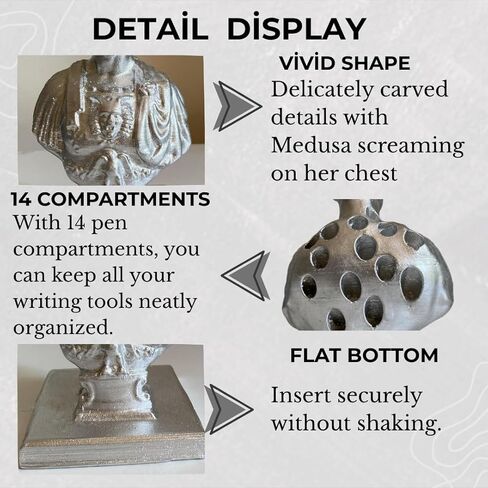 Resin Julius Caesar Pencil Holder - Ides of March 14 ınput Pen حامل القلم - Julius Caesar Funny Bust تمثال - أصحاب القلم القيصار للمكتب ديكور مكتب المعلم للمكتب (أبيض) in Saudi Arabia