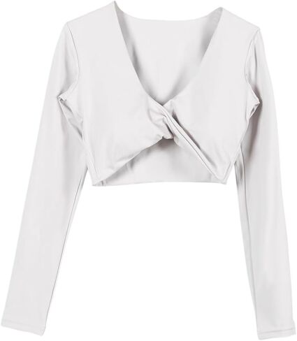Shed Long Sleeve Crop Tops for Women Asana Twist Deep V Workout Crop T Shirt Top in Saudi Arabia