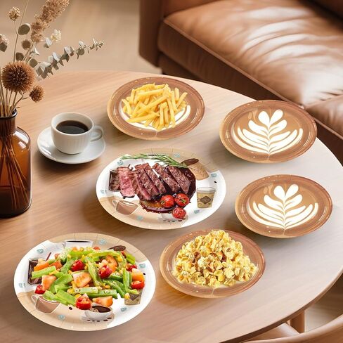180Pcs Coffee Party Supplies Serves 60,Fun Coffee Cup Theme Paper Plates and Napkins Set for Baby Shower Birthday Party Decorations in Kuwait