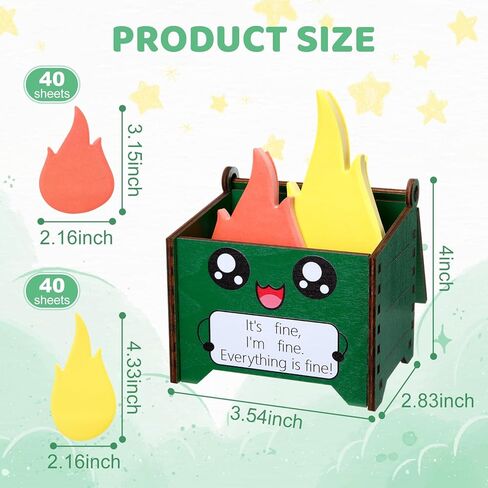 Sherr 6 Sets Dumpster Fire Pencil Holder with Flame Note Cards Emotional Support Gifts Dumpster Fire Desk Accessories Funny Employee Appreciation Gifts Bulk for Team Coworker Teacher Nurse (Green) in Saudi Arabia