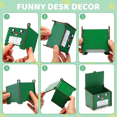 Sherr 6 Sets Dumpster Fire Pencil Holder with Flame Note Cards Emotional Support Gifts Dumpster Fire Desk Accessories Funny Employee Appreciation Gifts Bulk for Team Coworker Teacher Nurse (Green) in Saudi Arabia
