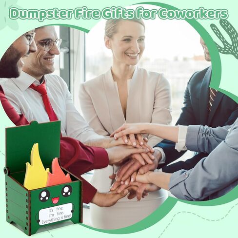 Sherr 6 Sets Dumpster Fire Pencil Holder with Flame Note Cards Emotional Support Gifts Dumpster Fire Desk Accessories Funny Employee Appreciation Gifts Bulk for Team Coworker Teacher Nurse (Green) in Saudi Arabia