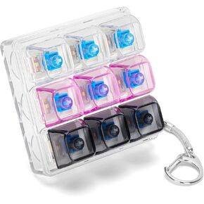 Transparent Keyboard Fidget Toys for Adults Keyboard Clicker Button Keychain Sensory Toy for Office Stress Relief Autism (9IN1-Style A)