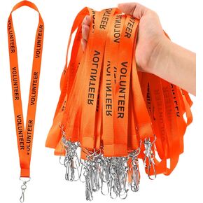 Jetec 100 Pcs Volunteer Lanyards Bulk Volunteer ID Badges Holder Lanyard with Metal Buckle Cute for Fundraising, Events, Church, School, Office Activities Staff Supplies(Yellow)