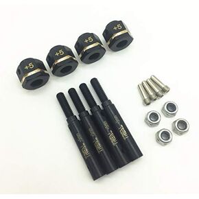 Treal Brass Extended Wheel Hubs Hex Pins +5 and Steel Stub Axle (Portal Drive) Widen +5mm Set Compatible with 1/10 TRX4 TRX-4 Defender