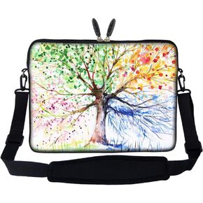 Meffort Inc 17 17.3 inch Neoprene Laptop Sleeve Bag Carrying Case with Hidden Handle and Adjustable Shoulder Strap - Skull Face Design