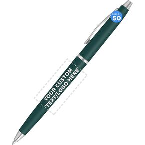 DISCOUNT PROMOS Custom Langham Ballpoint Ink Pen - Set of 50 Writing Pens for Work - Cool Pens for Writing, Black Ink, White