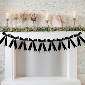 Pink Bow Garland Ribbon Bow Banner for Coquette Birthday Decortions Girls Baby Shower Pink Bow Party Decor