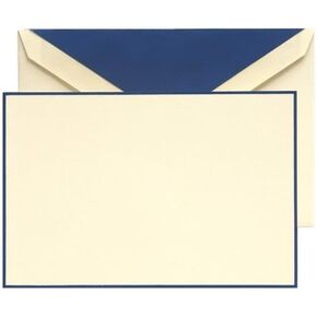 Crane & Co. Regent Blue Hand Bordered Ecruwhite Correspondence Cards (CC3131) (20 Cards)