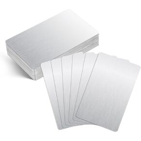 30 Pcs Metal Business Card Blanks 0.5mm Stainless Steel Silver Blank Card 3.3in x 2.2in Laser Engraving Cards for Home Office DIY Gift Invitations