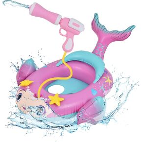 Kids Inflatable Pool Float with Integrated Squirt Gun,Fun Ride,on Float for Toddlers(Ages 3-8), Exciting Swimming Pool Toy for Boys and Girls