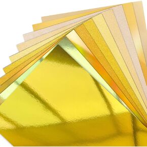 30 Pack Gold Metallic Glitter Holographic Cardstock Paper Sheets, Color Foil Mirror Shimmering Paper 250gsm/92lb For Arts and Crafts, Decorative, Weddings & Birthdays Invitations (Gold, 6×8 Inch)