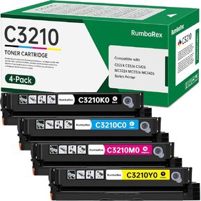 C3224 C3210 Toner Cartridges [with Chip] 4-Color CMYK Replacement for Lexmark C3210K0 C3210C0 C3210M0 C3210Y0 Toner Cartridge for C3224 MC3426 MC3326 C3326 C3426 MC3224 Printer Ink
