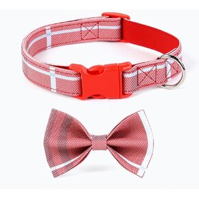 SuperBuddy Dog Collar with Bow Tie- Adjustable pet Collar for Dogs with Plastic Buckle Collar, Stylish Pattern for Small Medium or Large Boy and Girl Dog