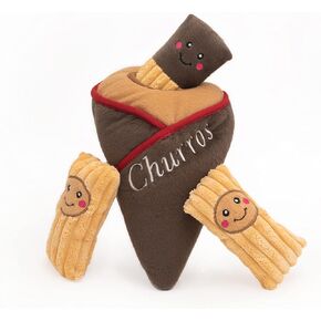 ZippyPaws Burrow- Interactive Dog & Puppy Toys for Boredom, Stimulating Pet Products to Keep Them Busy, Hide & Seek Plush Dog Puzzle, Enrichment Squeaky Toy, for Small & Medium Dogs- Churro Cone