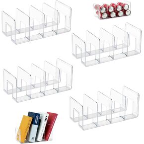4 Pack Clear Acrylic File Organizer, Desktop File Sorter Purse Handbag Divided Organizer for Book, Envelopes, Mail, Document, Notebook, Office Supplies