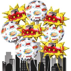 Superhero Party Decorations, 8Pcs Superhero Foil Balloons 18 Inches Hero Balloons Birthday Decorations