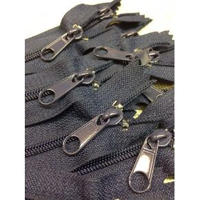 LOT of 10 Long Pull Handbag Zippers 14" Navy Blue #4 (5.1mm) Nylon Closed End