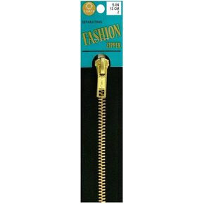 Coats Thread & Zippers F2405-002 Fashion Metal Brass Closed Bottom Zipper, 5", Black