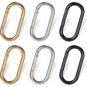 Keychain Clip, 6 Pcs Key Clip for Purse Gold Carabiner Clip Metal Spring O Ring Clip Oval Snap Clip for Handbags, Key, Bag, Crafts (Gold, Silver, Black)