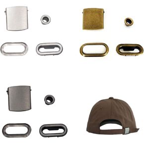 36 Sets Stainless Steel Hat Cap Buckle, Hat Snap Replacement, Adjustment Buckle Closures with Eyelet Grommet for Cap Backpack Straps Repair