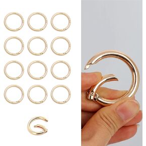 12 pcs 0.78 بوصة (20 مم) داخل قطرها جولة مقطع خطاف خطافس المفاجئة ، قلادة كارابينر ، سحر مع المشبك ، قلادة قصيرة قفل ، سبيكة الزنك زنبرك أو حلقات الدبوس DIY الإكسسوارات الذهب